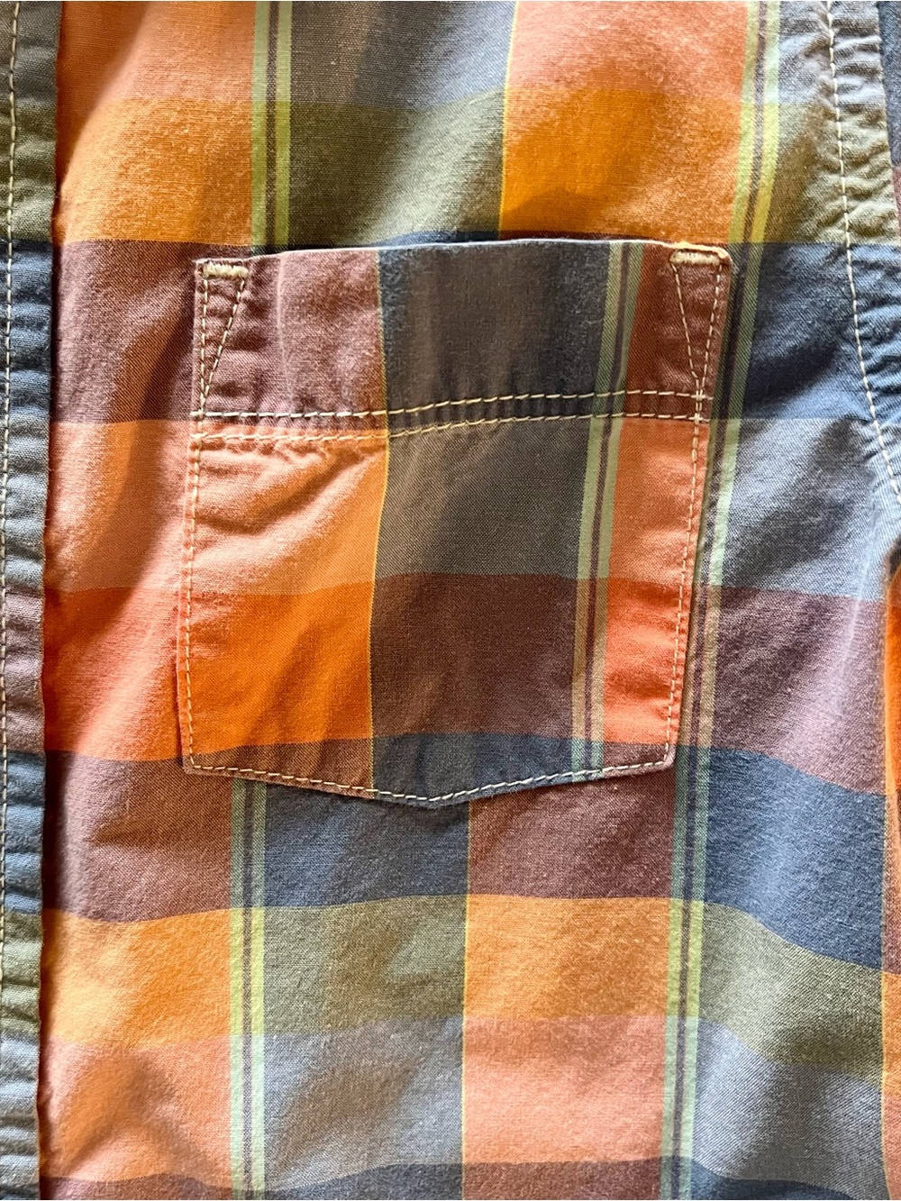OshKosh B'gosh Boys' Orange & Blue Plaid Short-Sleeve Button-Up Shirt Size 6 - Picture 4 of 5